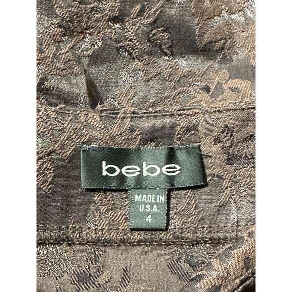 Vintage Bebe Brown Fall Lace Pencil Skirt Size 4 - Picture 2 of 5